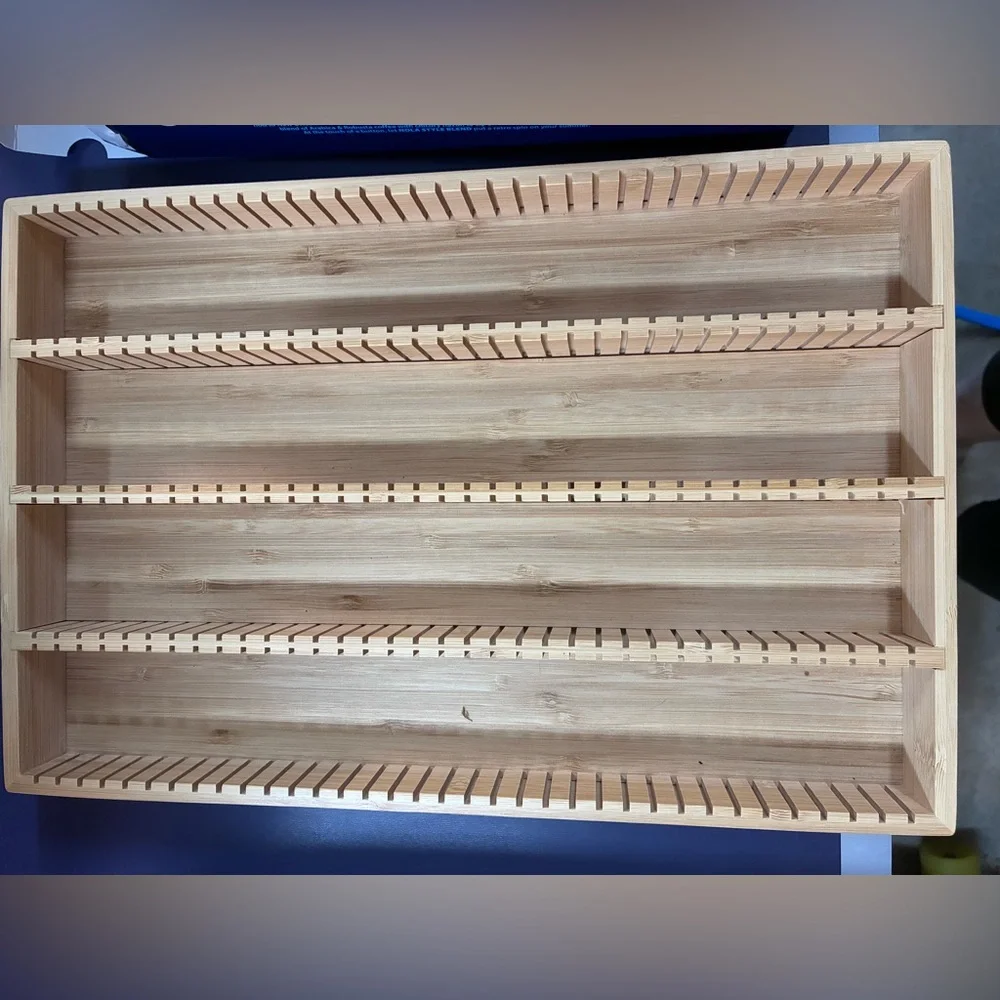 Nespresso pod vertuo Bamboo Slotted Organizer Tray - Natural Wood